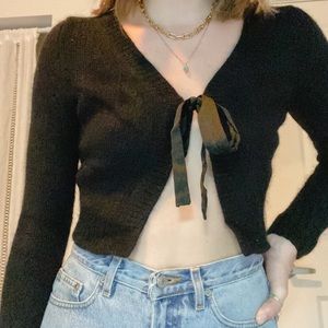 Banana Republic black angora tie sweater